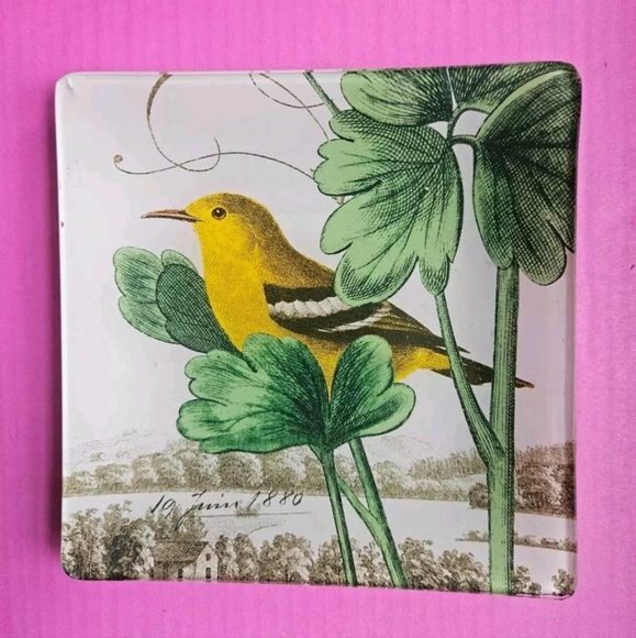 Glass Trinket Tray Bird  4.5” x 4.5” - Picture 6 of 8